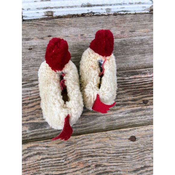 Vintage 1950s child wool Fuzzy Duck Slippers With Clicker Beak - Picture 5 of 16